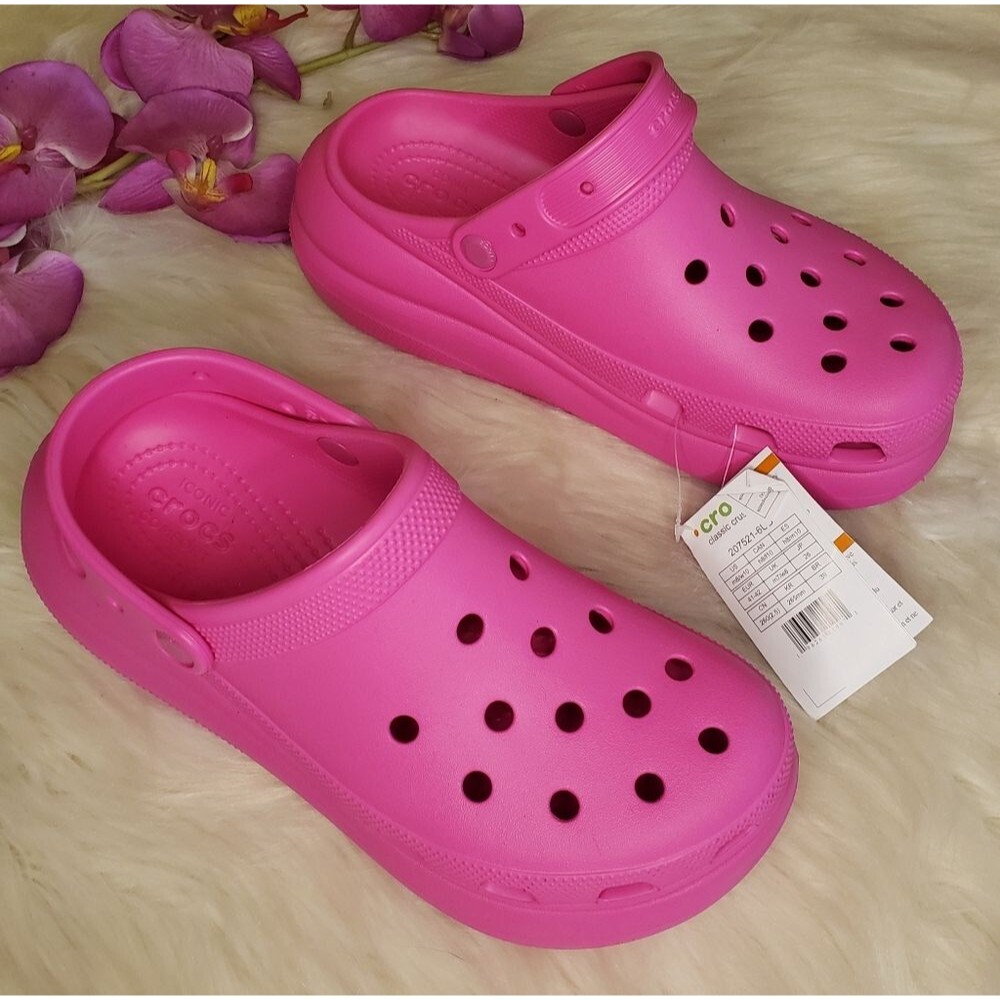 Crocs Classic Crush Clog Hot Pink NWT 10 Lightweight Comfort Shoes | Barbiecore - Picture 3 of 16
